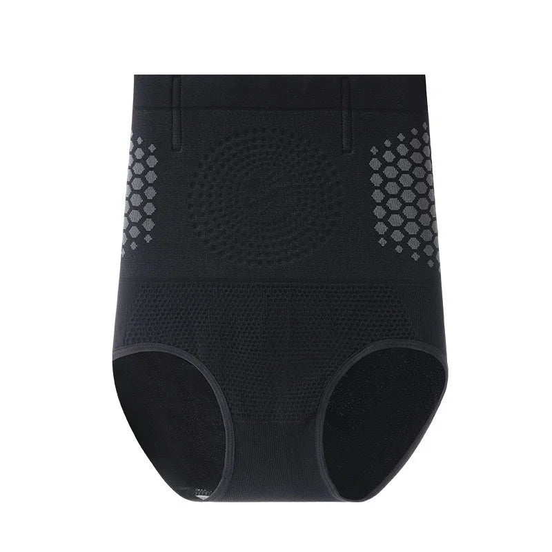 Black compression garment with textured design on a white  background