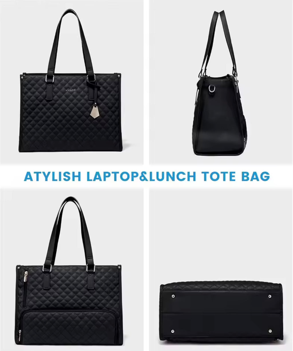 Women’s Quilted Insulated Lunch Tote Bag – Large-Capacity Leak-Proof Crossbody Work & Computer Storage Bag