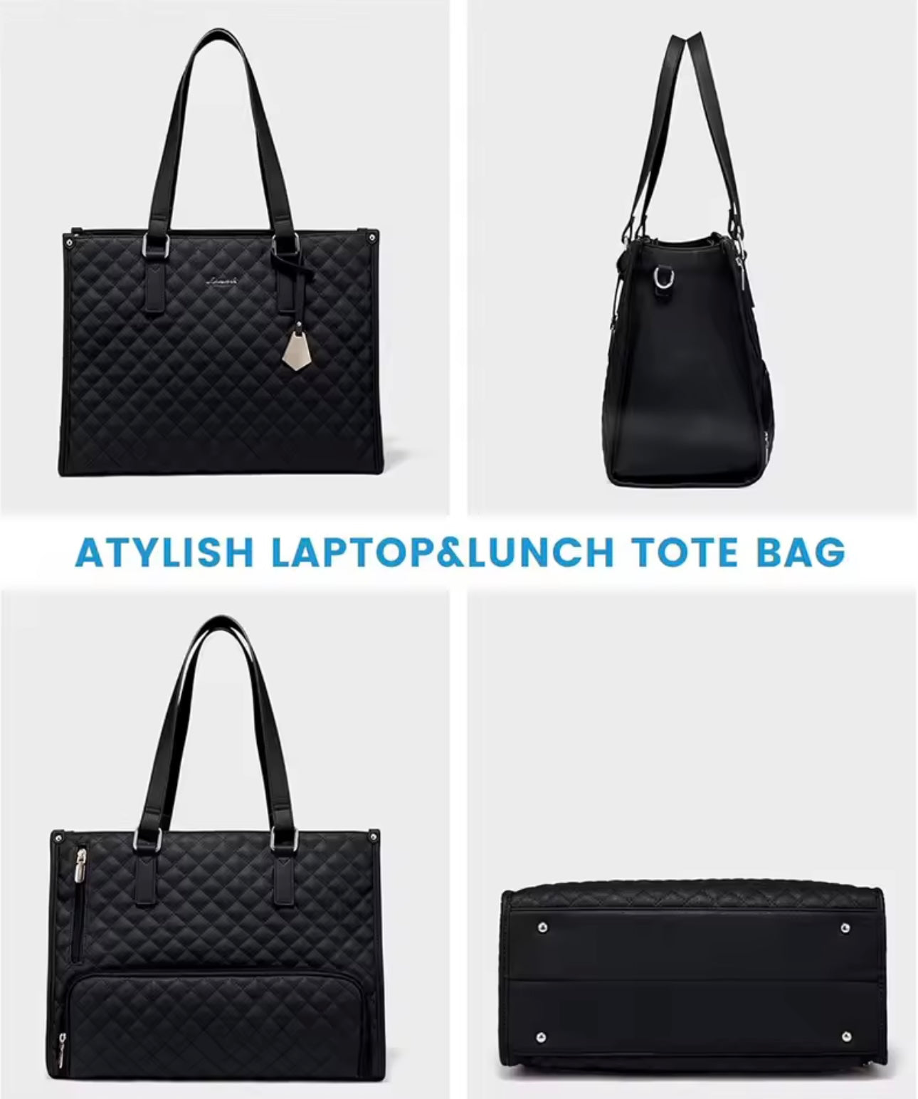 Women’s Quilted Insulated Lunch Tote Bag – Large-Capacity Leak-Proof Crossbody Work & Computer Storage Bag