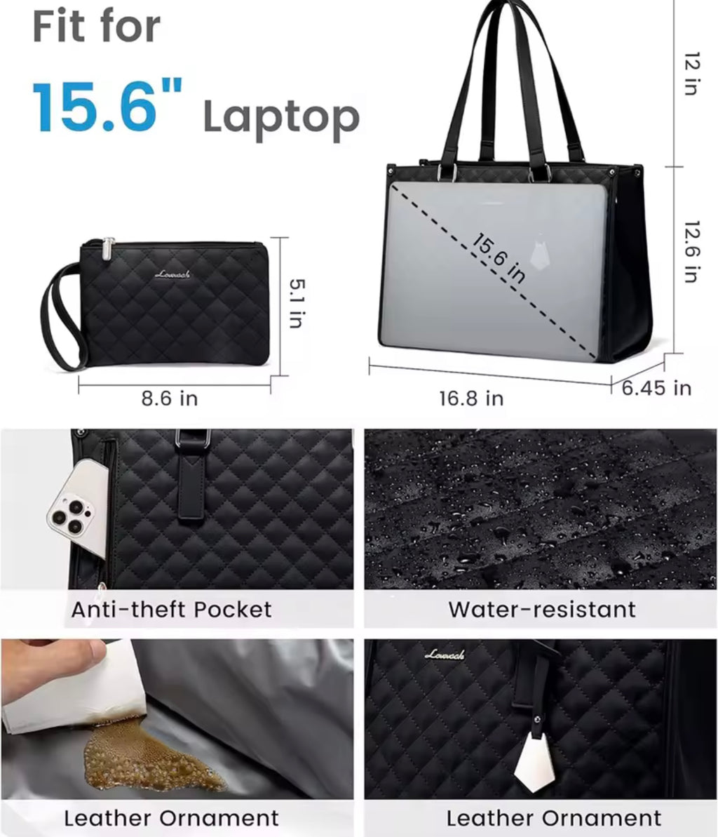 Women’s Quilted Insulated Lunch Tote Bag – Large-Capacity Leak-Proof Crossbody Work & Computer Storage Bag