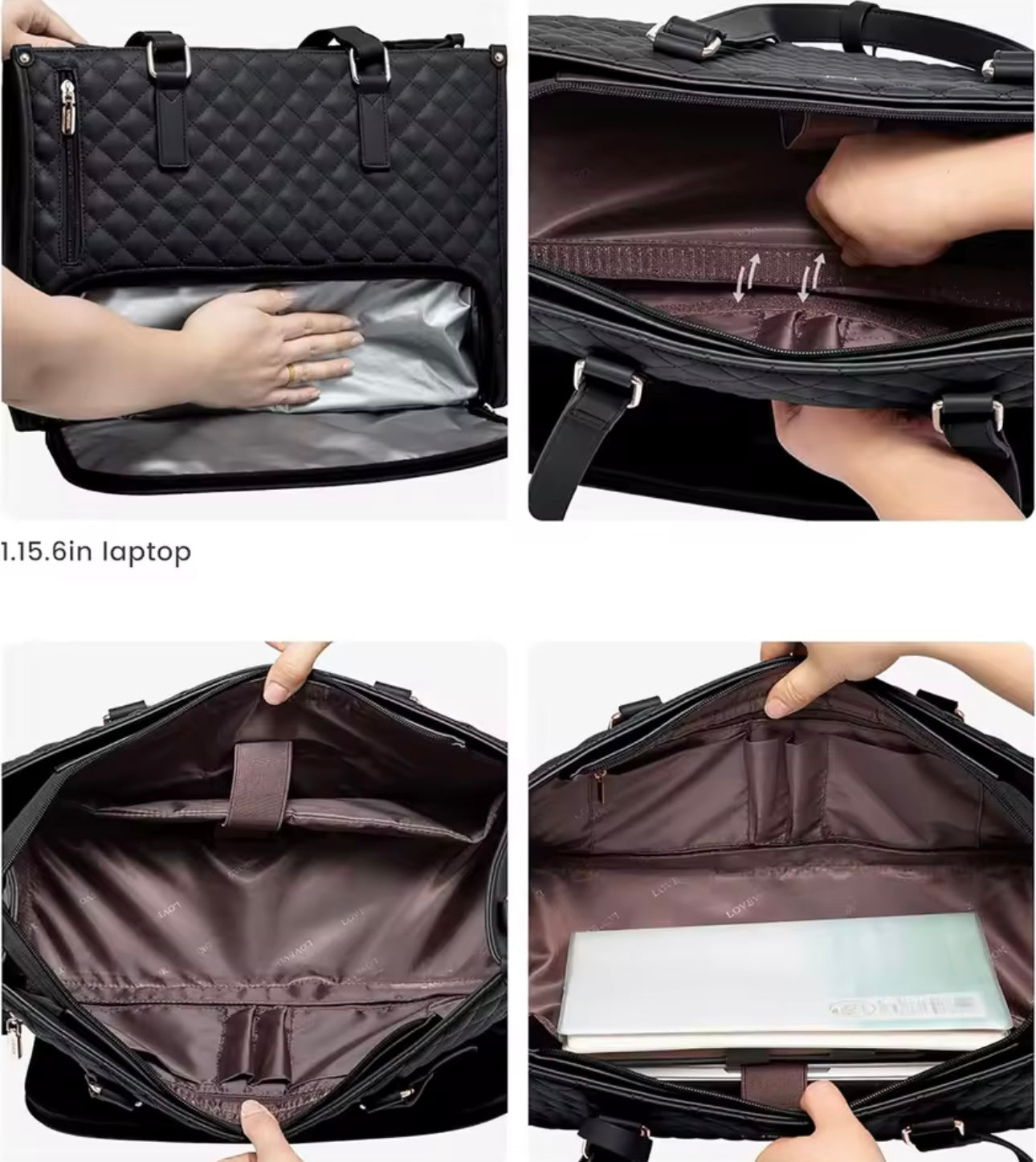 Women’s Quilted Insulated Lunch Tote Bag – Large-Capacity Leak-Proof Crossbody Work & Computer Storage Bag
