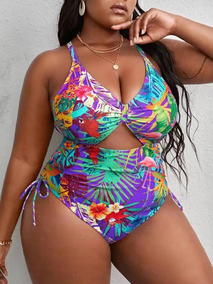 Women's Plus-Size Printed Sexy One-Piece Swimsuit 6 Available Colors
