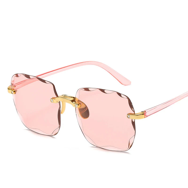 3PCS Square Rimless Sunglasses Women Luxury Brand Designer