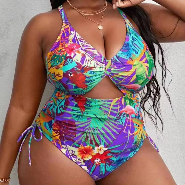 Women's Plus-Size Printed Sexy One-Piece Swimsuit