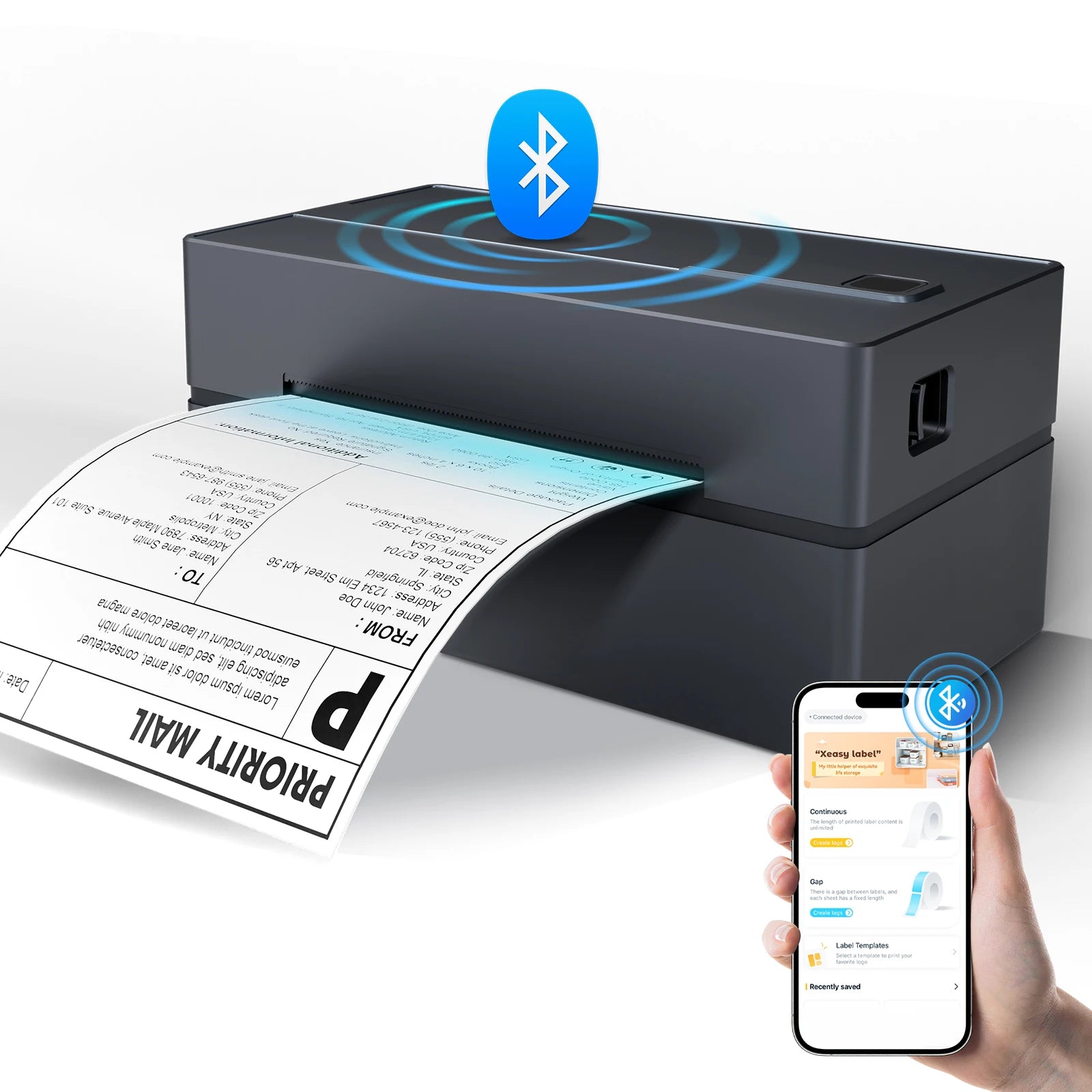 Portable Label Printer (No Ink Required) Small Business or Home Bluetooth and USB Capability