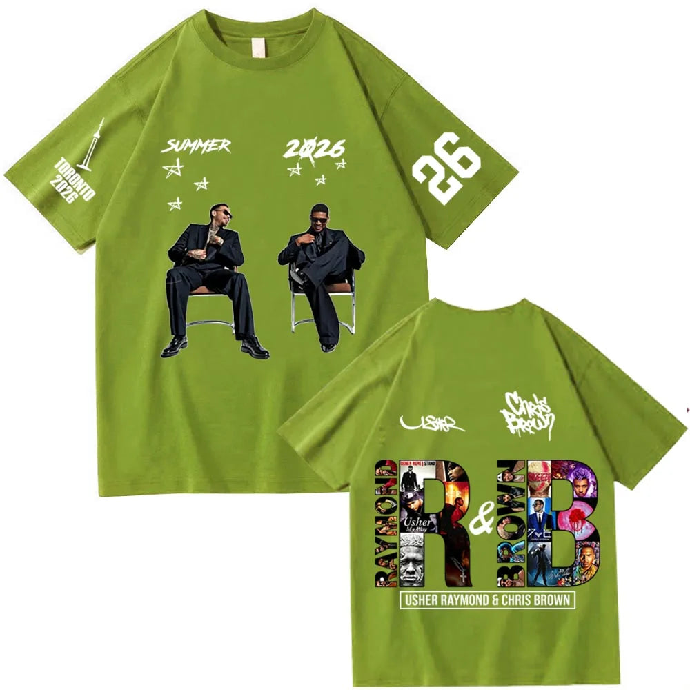 Chris Brown and Usher 2026 Tour T-shirt Unisex Short Sleeve Crew Neck T-Shirt 10 Available Colors