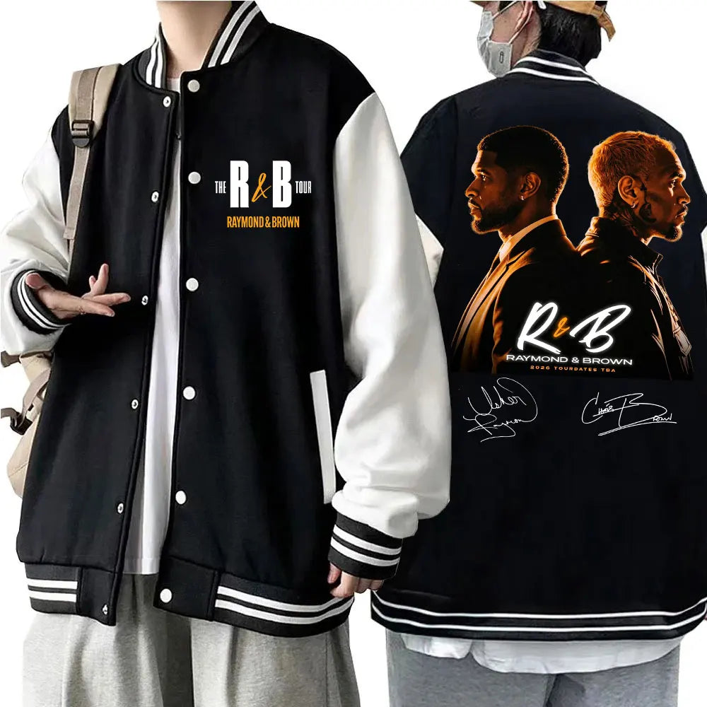 Chris Brown and Usher The R&B Tour 2026 Baseball Jacket Long Sleeve