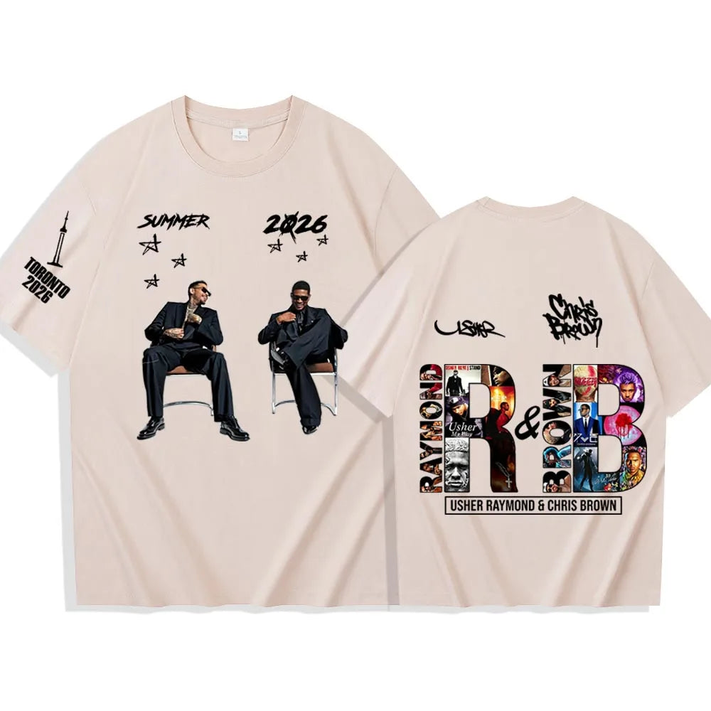 Chris Brown and Usher 2026 Tour T-shirt Unisex Short Sleeve Crew Neck T-Shirt 10 Available Colors