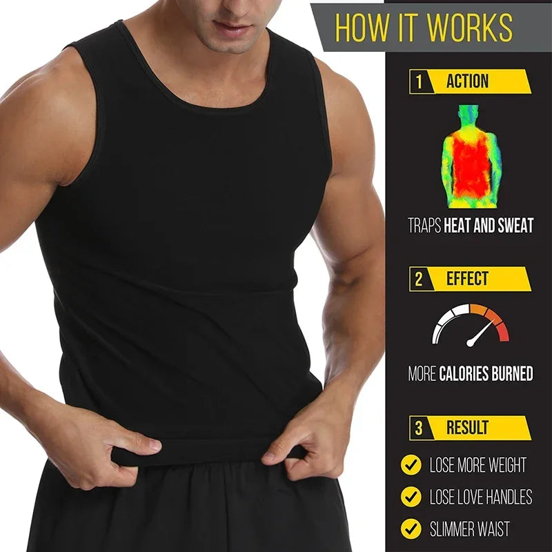 Men's Sweat Sauna Vest/T-Shirt: Heat Trapping for Weight Loss & Body Shaping