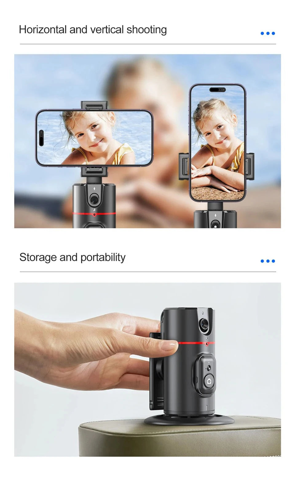 Smart 360° Auto Face Tracking Phone Tripod with Gesture Recognition – No App Required for Live Streaming, Video & Content Creation