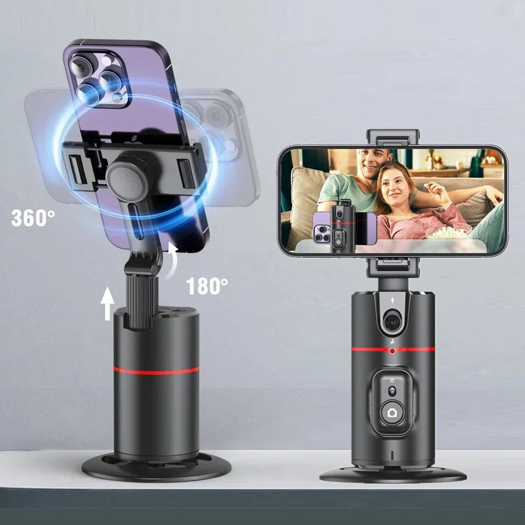 Smart 360° Auto Face Tracking Phone Tripod with Gesture Recognition – No App Required for Live Streaming, Video & Content Creation
