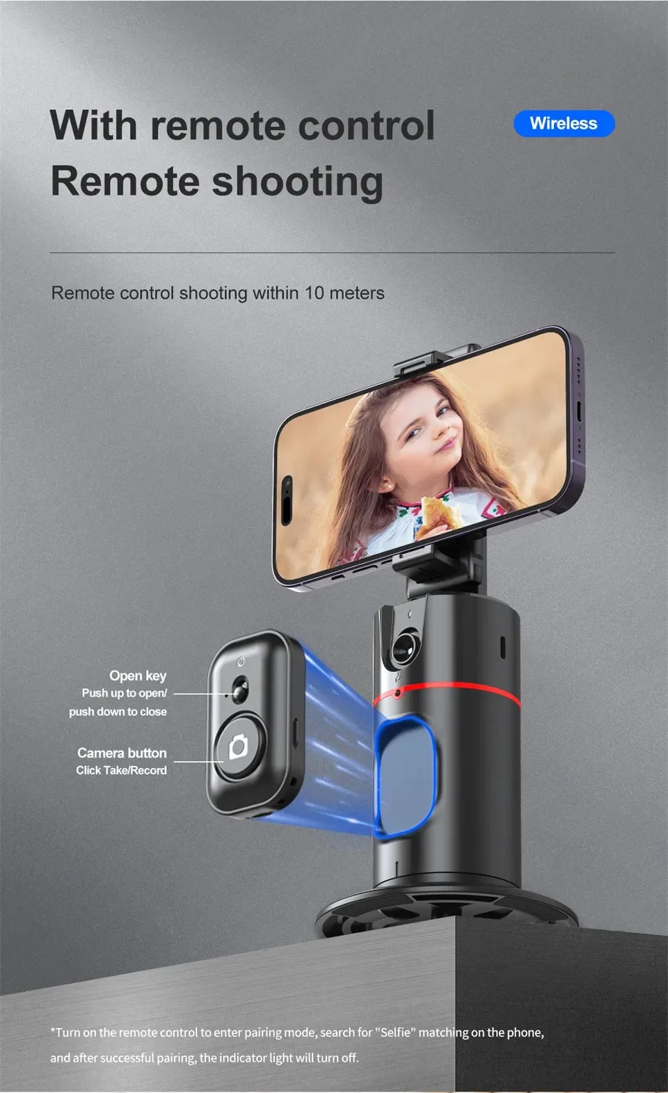 Smart 360° Auto Face Tracking Phone Tripod with Gesture Recognition – No App Required for Live Streaming, Video & Content Creation