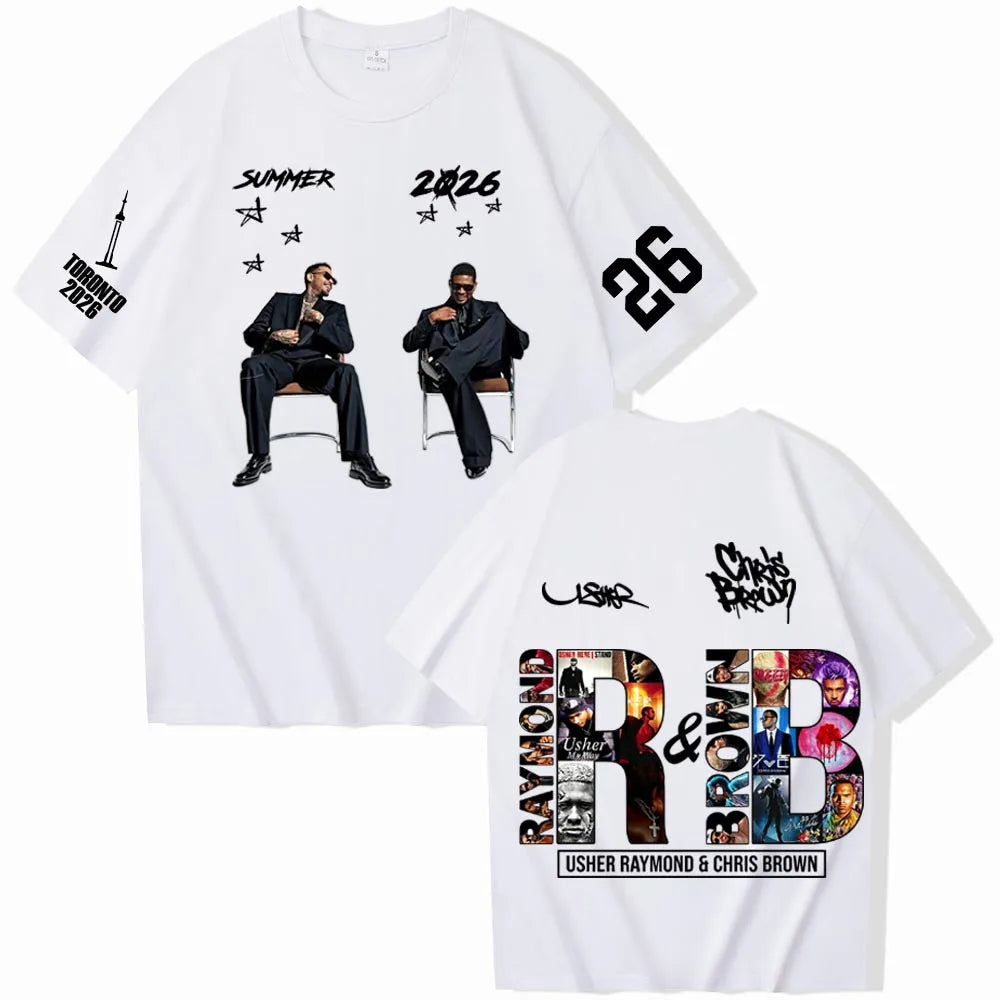 Chris Brown and Usher 2026 Tour T-shirt Unisex Short Sleeve Crew Neck T-Shirt 10 Available Colors