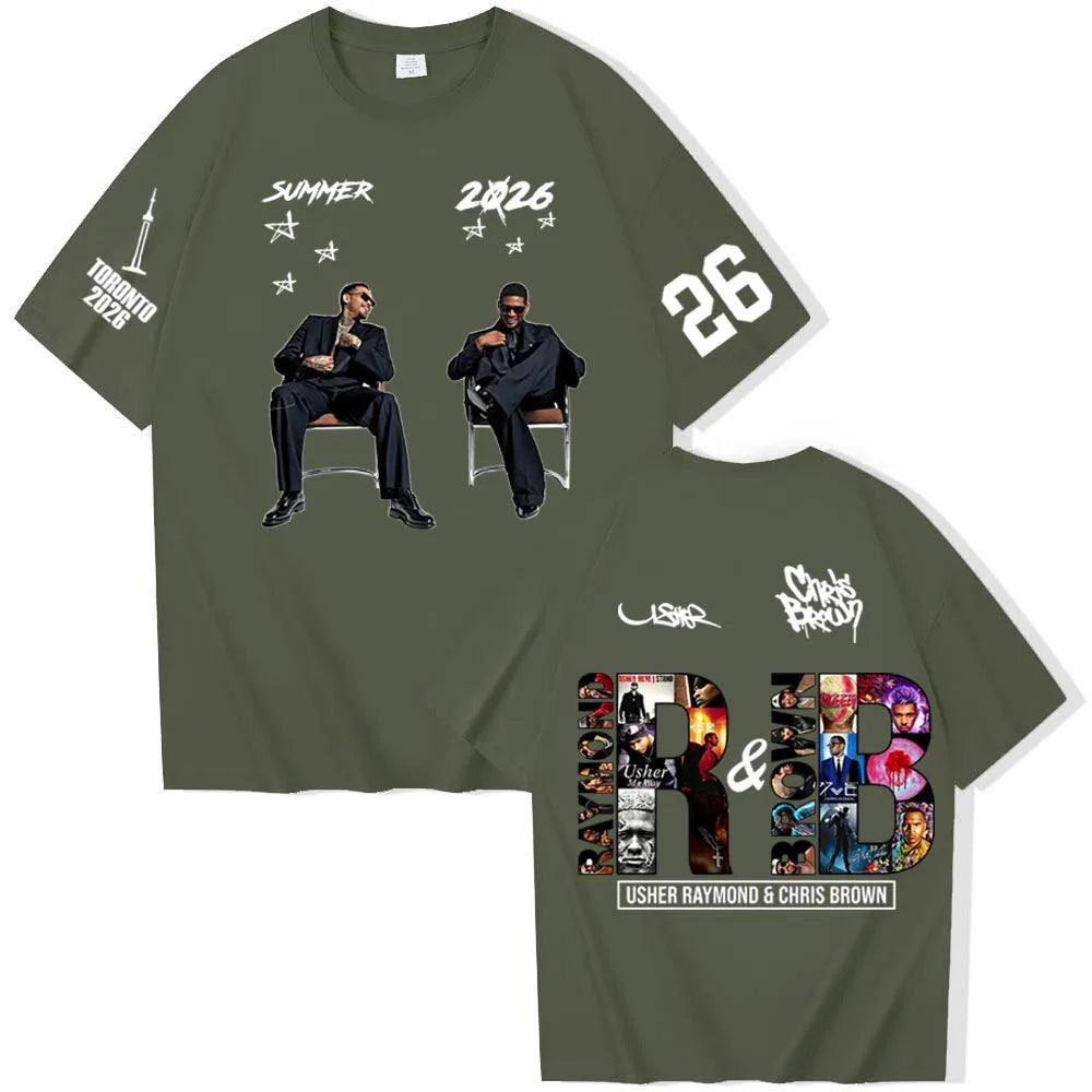Chris Brown and Usher 2026 Tour T-shirt Unisex Short Sleeve Crew Neck T-Shirt 10 Available Colors
