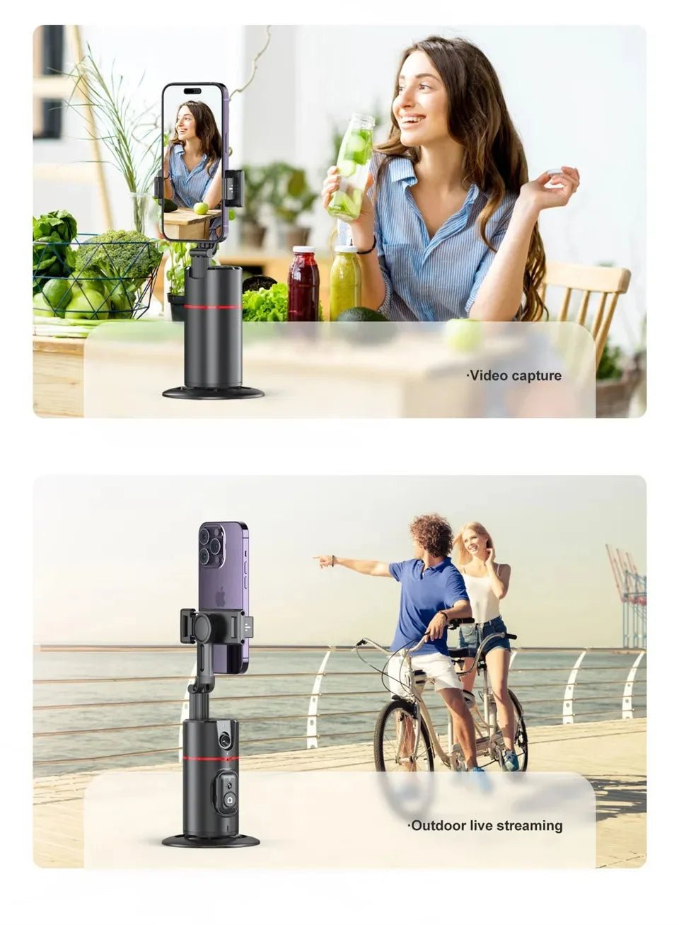 Smart 360° Auto Face Tracking Phone Tripod with Gesture Recognition – No App Required for Live Streaming, Video & Content Creation