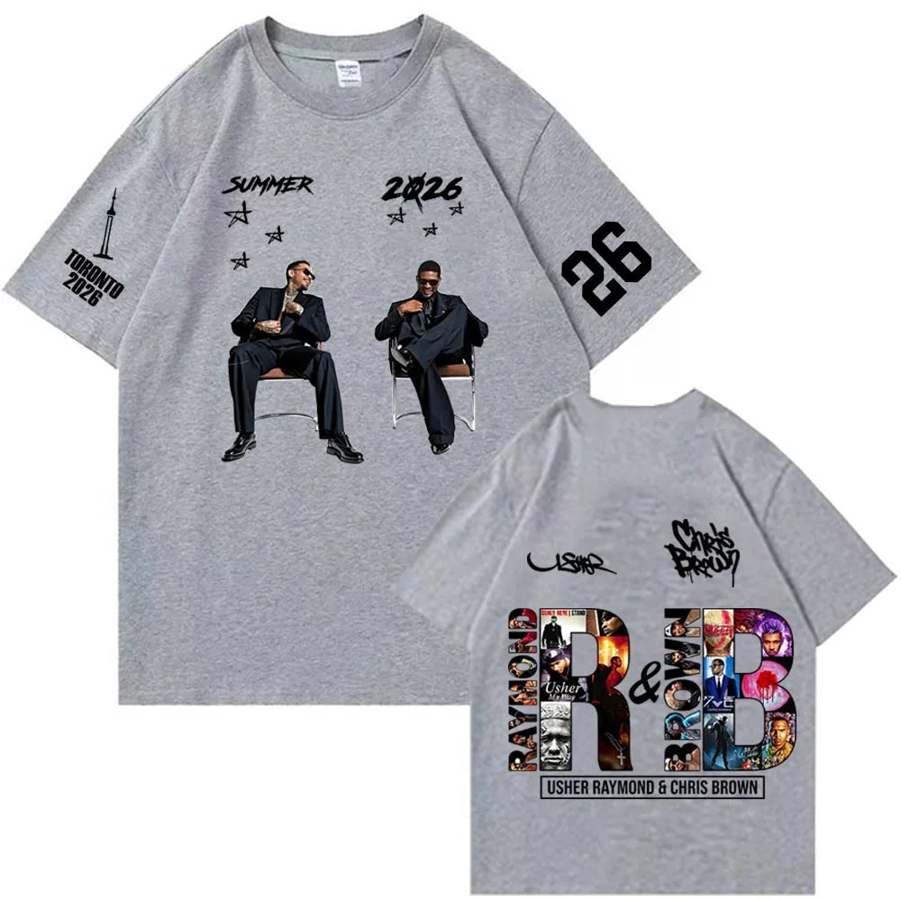 Chris Brown and Usher 2026 Tour T-shirt Unisex Short Sleeve Crew Neck T-Shirt 10 Available Colors