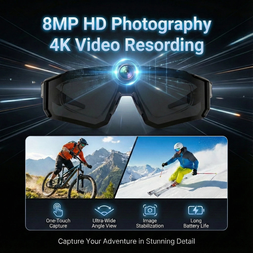 Smart AI Sports Sunglasses with 800W HD Photo Video Bluetooth Call Translation and Anti Glare