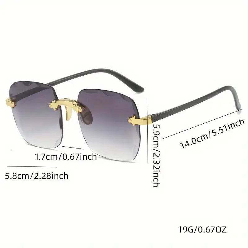 3PCS Square Rimless Sunglasses Women Luxury Brand Designer