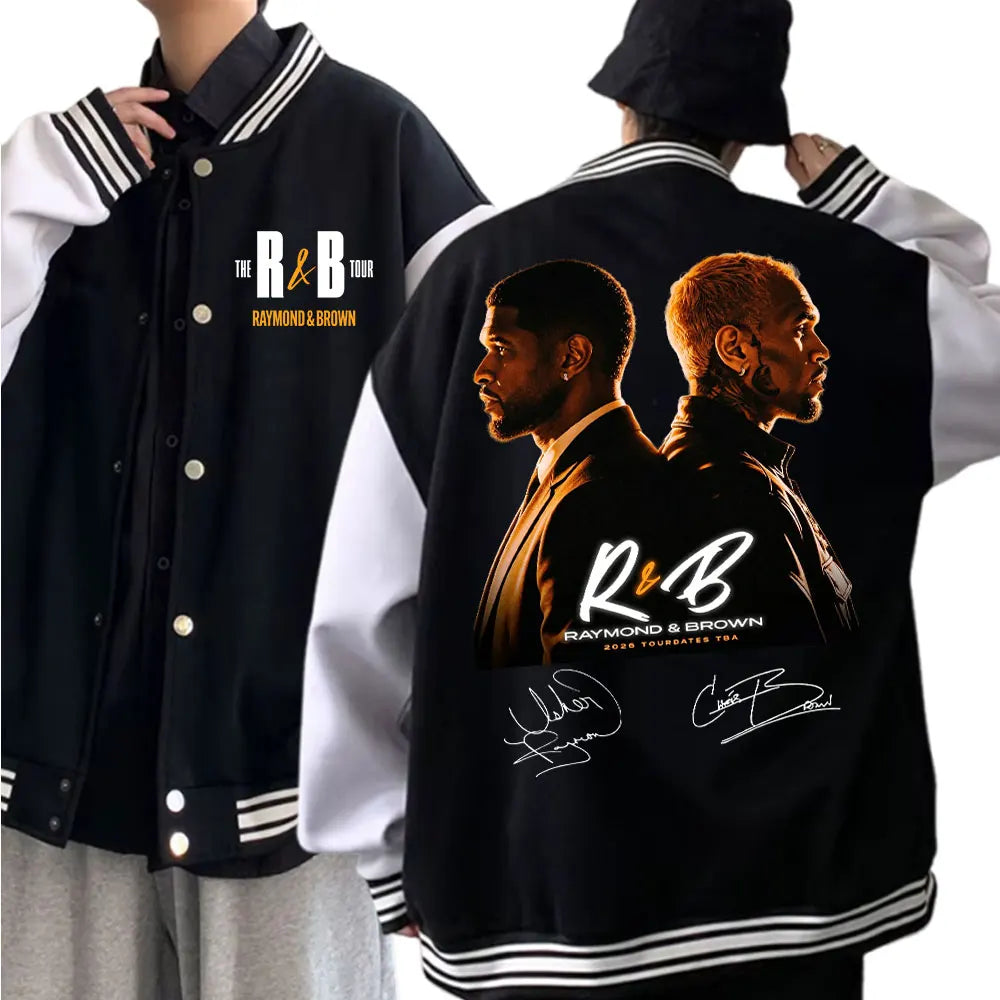 Chris Brown and Usher The R&B Tour 2026 Baseball Jacket Long Sleeve