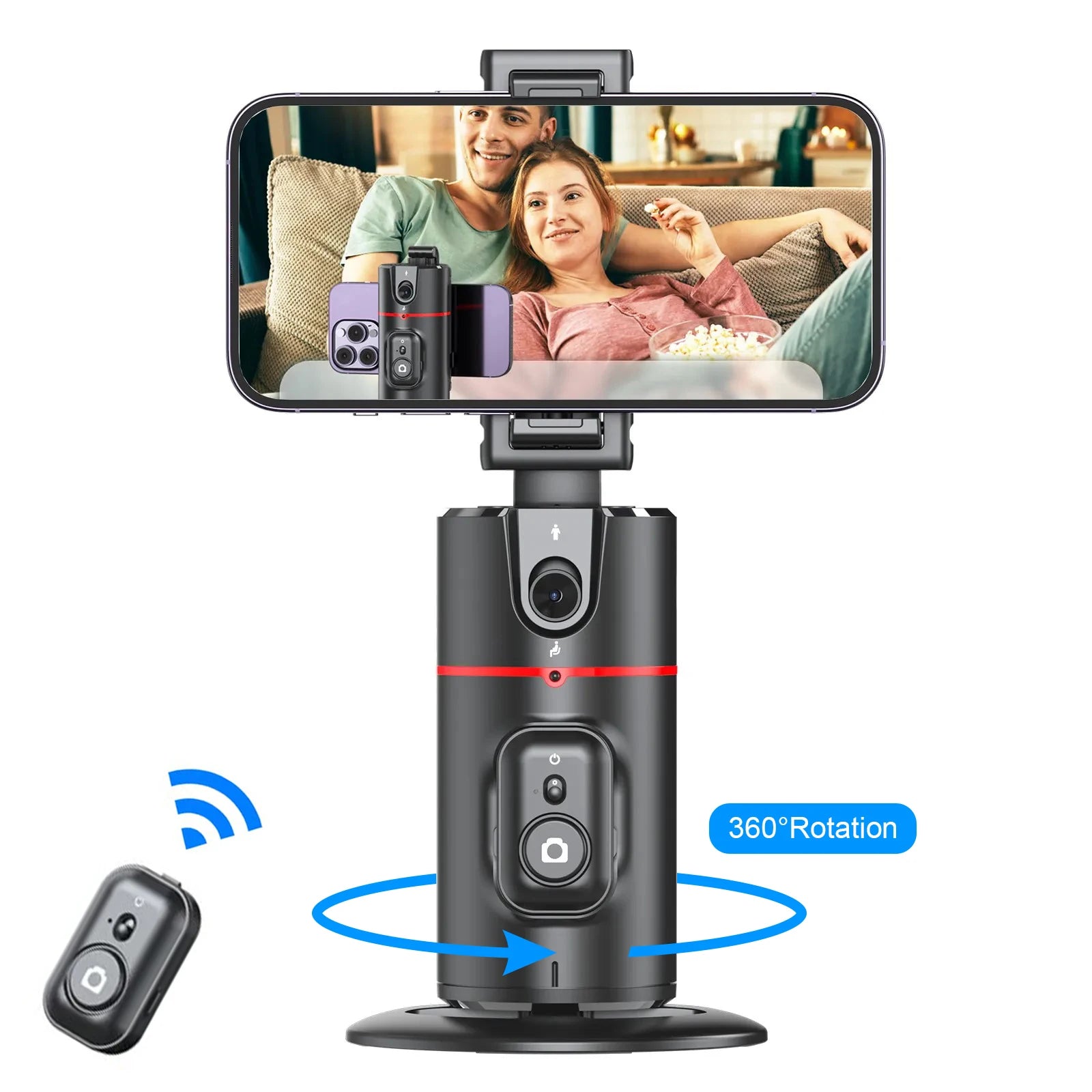 Smart 360° Auto Face Tracking Phone Tripod with Gesture Recognition – No App Required for Live Streaming, Video & Content Creation