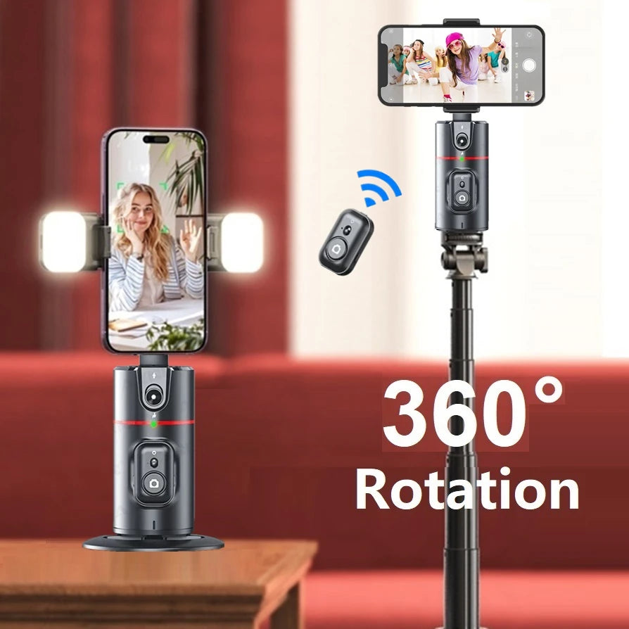 Smart 360° Auto Face Tracking Phone Tripod with Gesture Recognition – No App Required for Live Streaming, Video & Content Creation