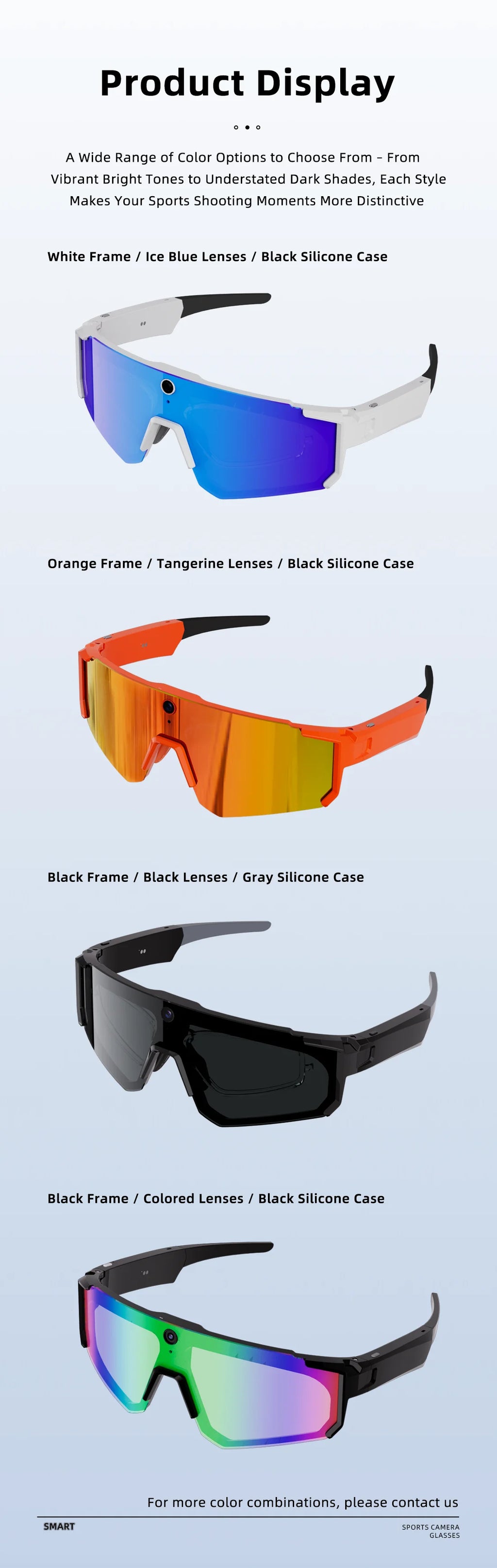 Smart AI Sports Sunglasses with 800W HD Photo Video Bluetooth Call Translation and Anti Glare