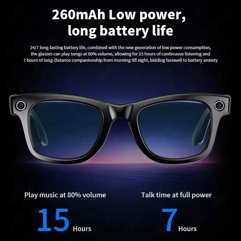 AI Smart Glasses 8MP Camera, WiFi Bluetooth,Touch Control, IP67 Waterproof, AI Translation & Noise Cancelling