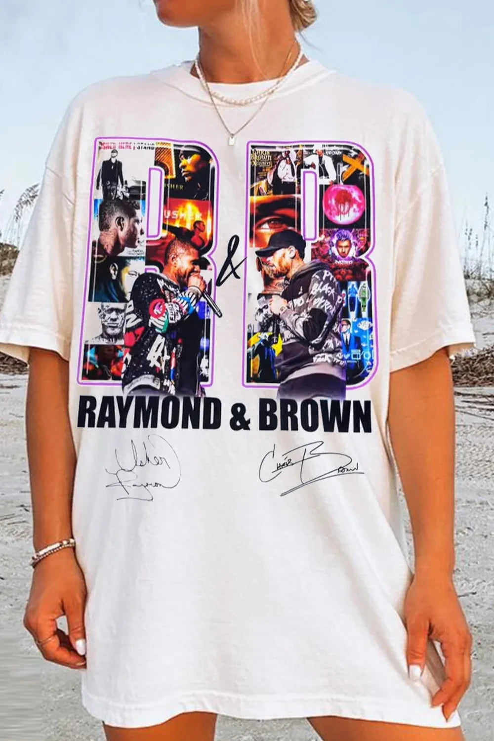 Usher & Chris Brown 2026 Tour Unisex T Shirt 100% Cotton Short Sleeve