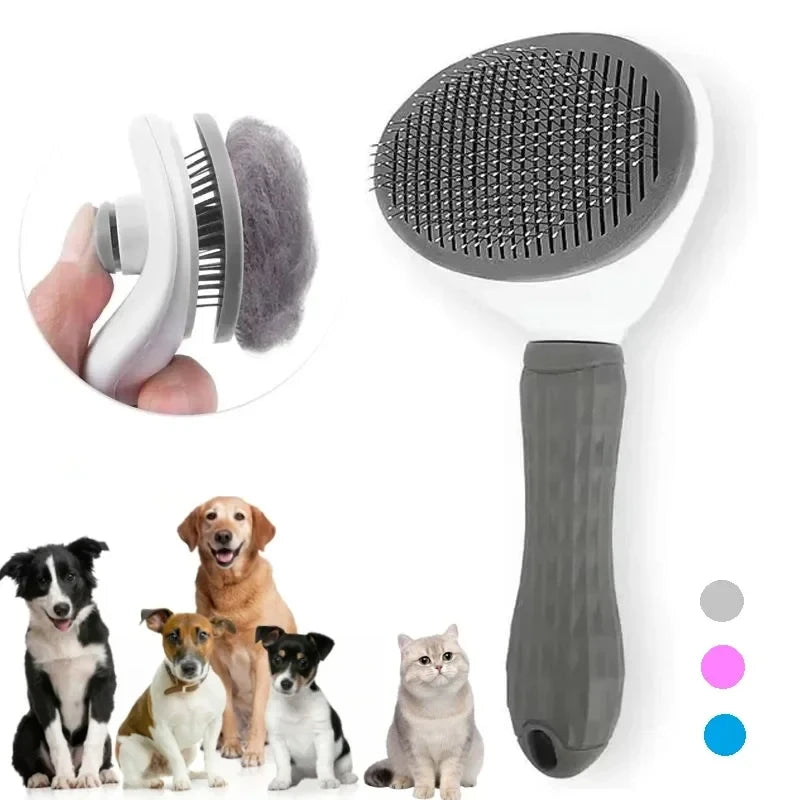 Self-Cleaning Pet Grooming Brush for Dogs & Cats – Deshedding Hair Remover, Dematting Comb, Undercoat Grooming Tool for Long & Short Hair
