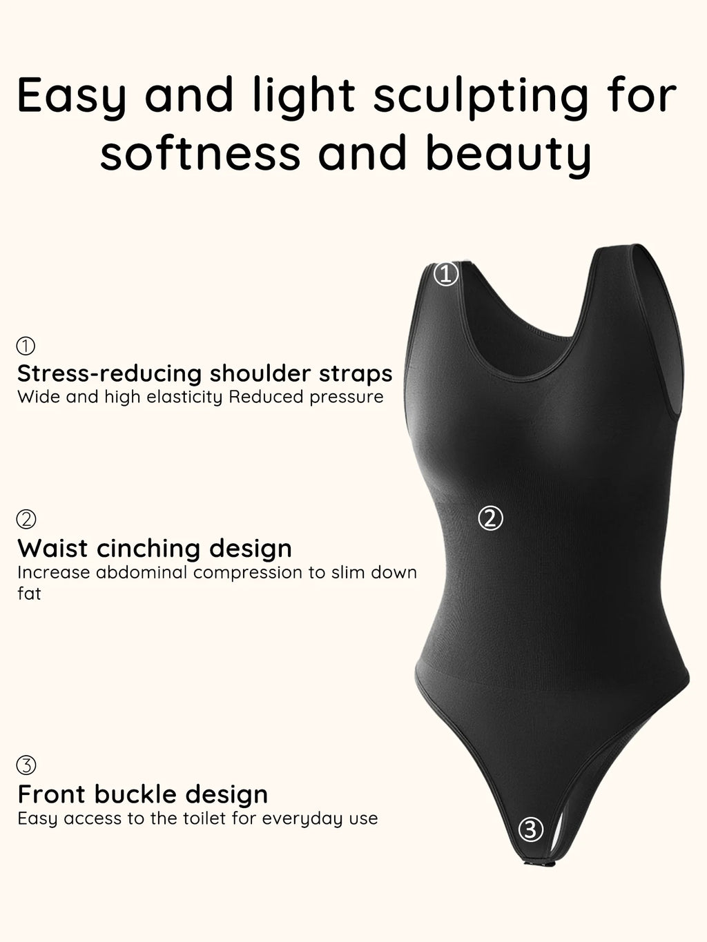Seamless Thong Shapewear Bodysuit for Women with Great Tummy Control
