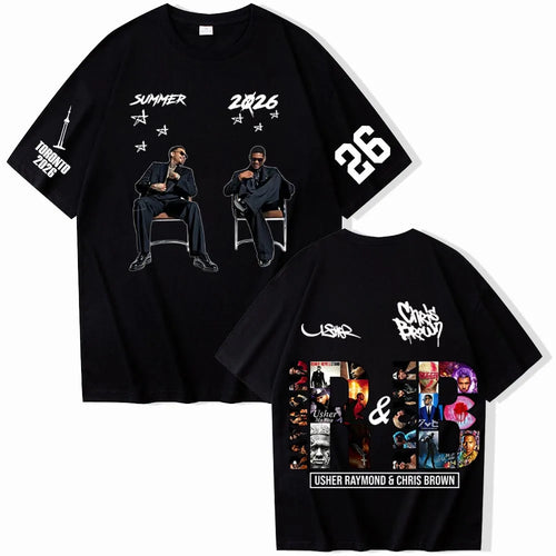 Chris Brown and Usher 2026 Tour T-shirt Unisex Short Sleeve Crew Neck T-Shirt