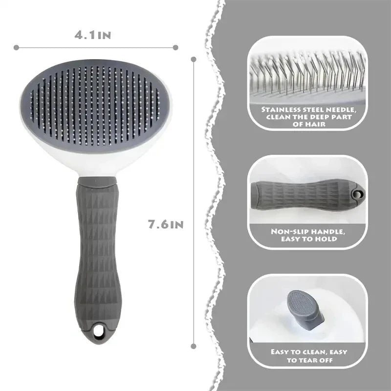 Self-Cleaning Pet Grooming Brush for Dogs & Cats – Deshedding Hair Remover, Dematting Comb, Undercoat Grooming Tool for Long & Short Hair