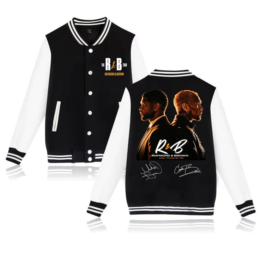 Chris Brown and Usher The R&B Tour 2026 Baseball Jacket Long Sleeve