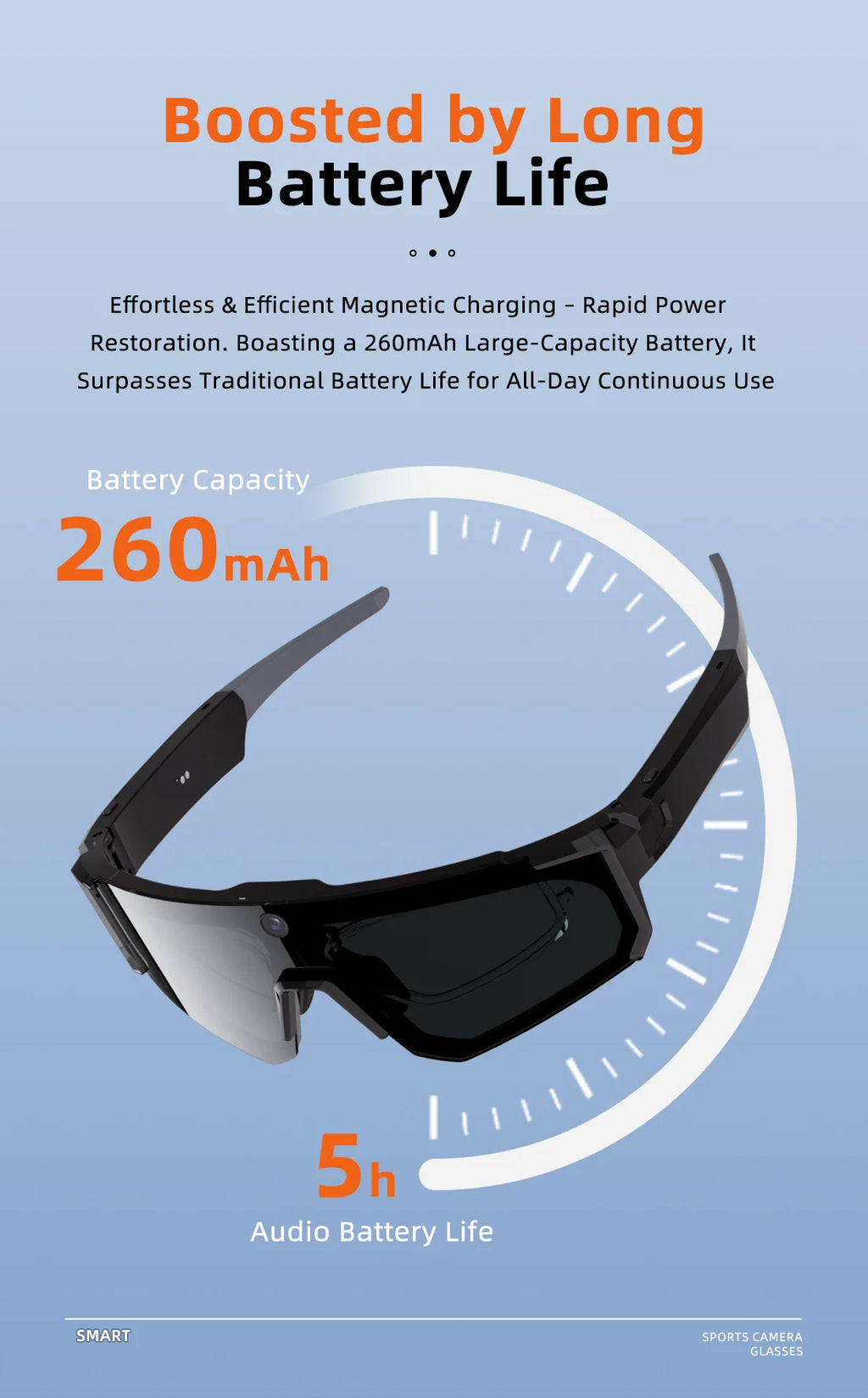 Smart AI Sports Sunglasses with 800W HD Photo Video Bluetooth Call Translation and Anti Glare