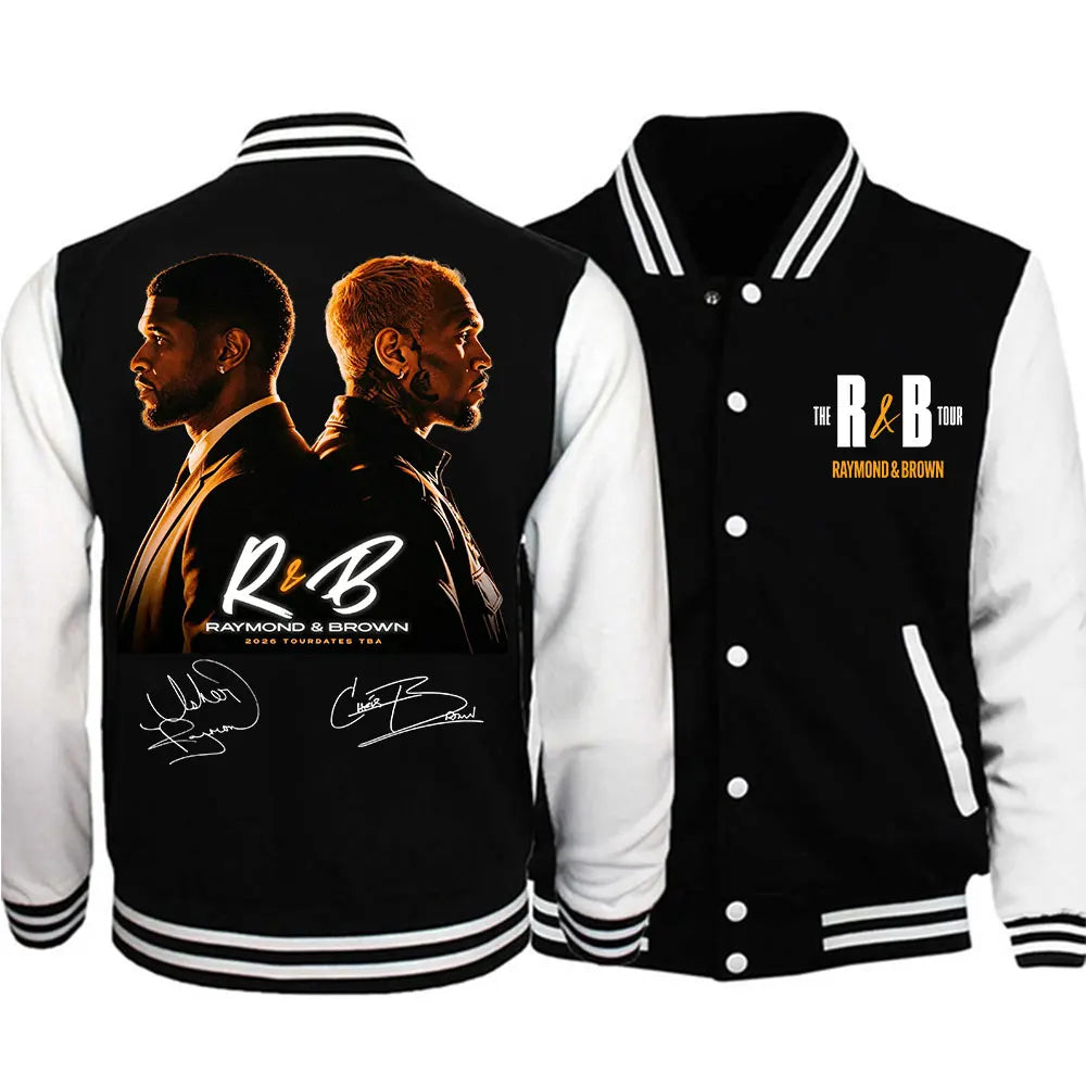 Chris Brown and Usher The R&B Tour 2026 Baseball Jacket Long Sleeve