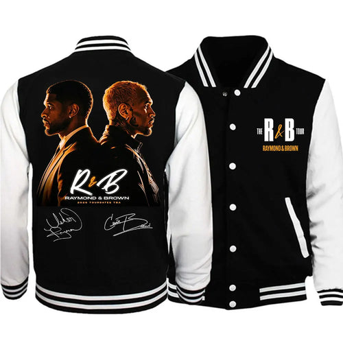 Chris Brown and Usher The R&B Tour 2026 Baseball Jacket Long Sleeve