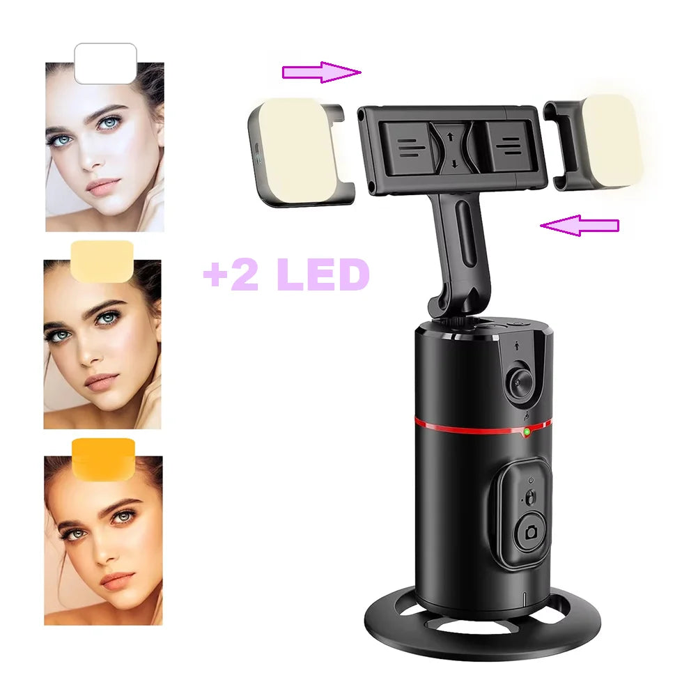 Smart 360° Auto Face Tracking Phone Tripod with Gesture Recognition – No App Required for Live Streaming, Video & Content Creation