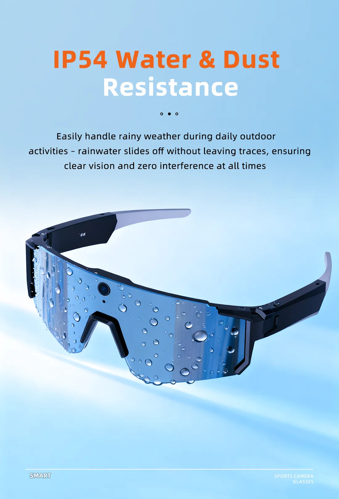 Smart AI Sports Sunglasses with 800W HD Photo Video Bluetooth Call Translation and Anti Glare