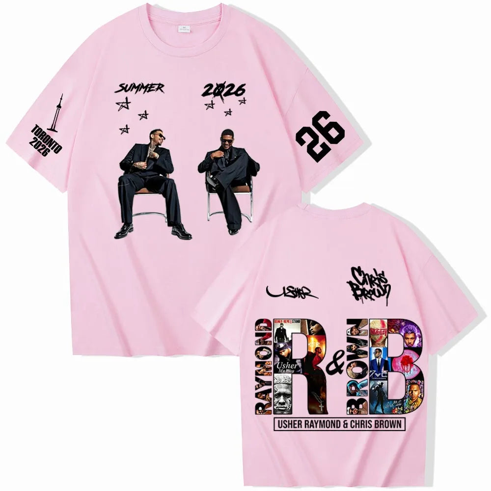 Chris Brown and Usher 2026 Tour T-shirt Unisex Short Sleeve Crew Neck T-Shirt 10 Available Colors