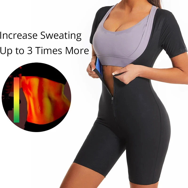 Women’s One-Piece Hot Thermal Weight Loss Sauna Bodysuit – Slimming Shaper, Fat-Burning Waist Trainer
