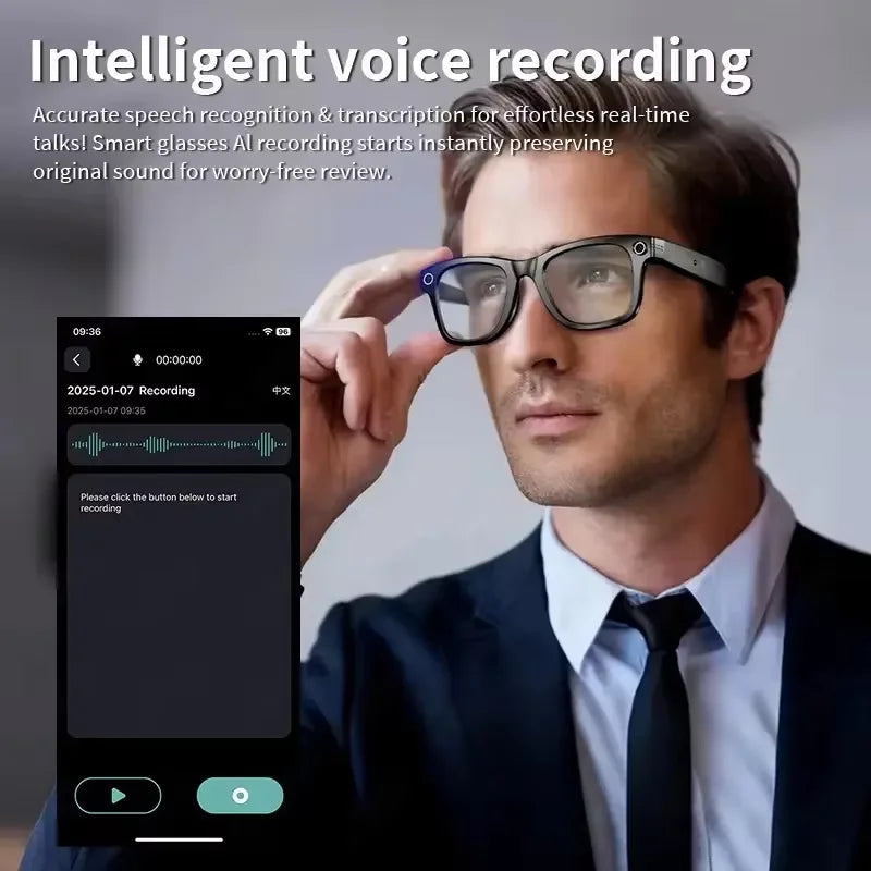AI Smart Glasses 8MP Camera, WiFi Bluetooth,Touch Control, IP67 Waterproof, AI Translation & Noise Cancelling