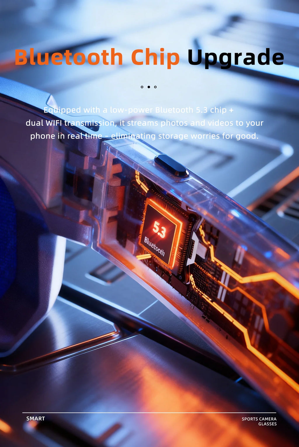 Smart AI Sports Sunglasses with 800W HD Photo Video Bluetooth Call Translation and Anti Glare