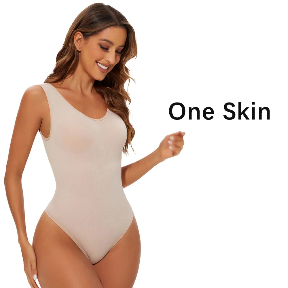 Seamless Thong Shapewear Bodysuit for Women with Great Tummy Control