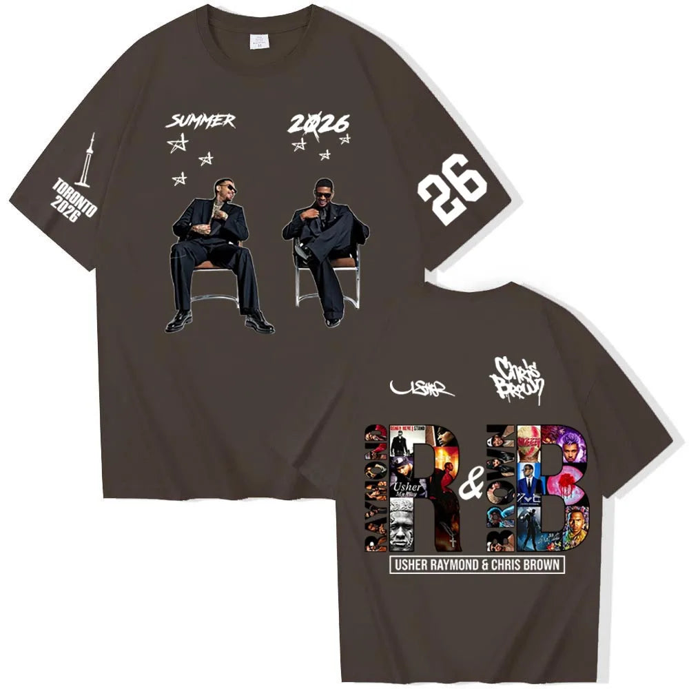Chris Brown and Usher 2026 Tour T-shirt Unisex Short Sleeve Crew Neck T-Shirt