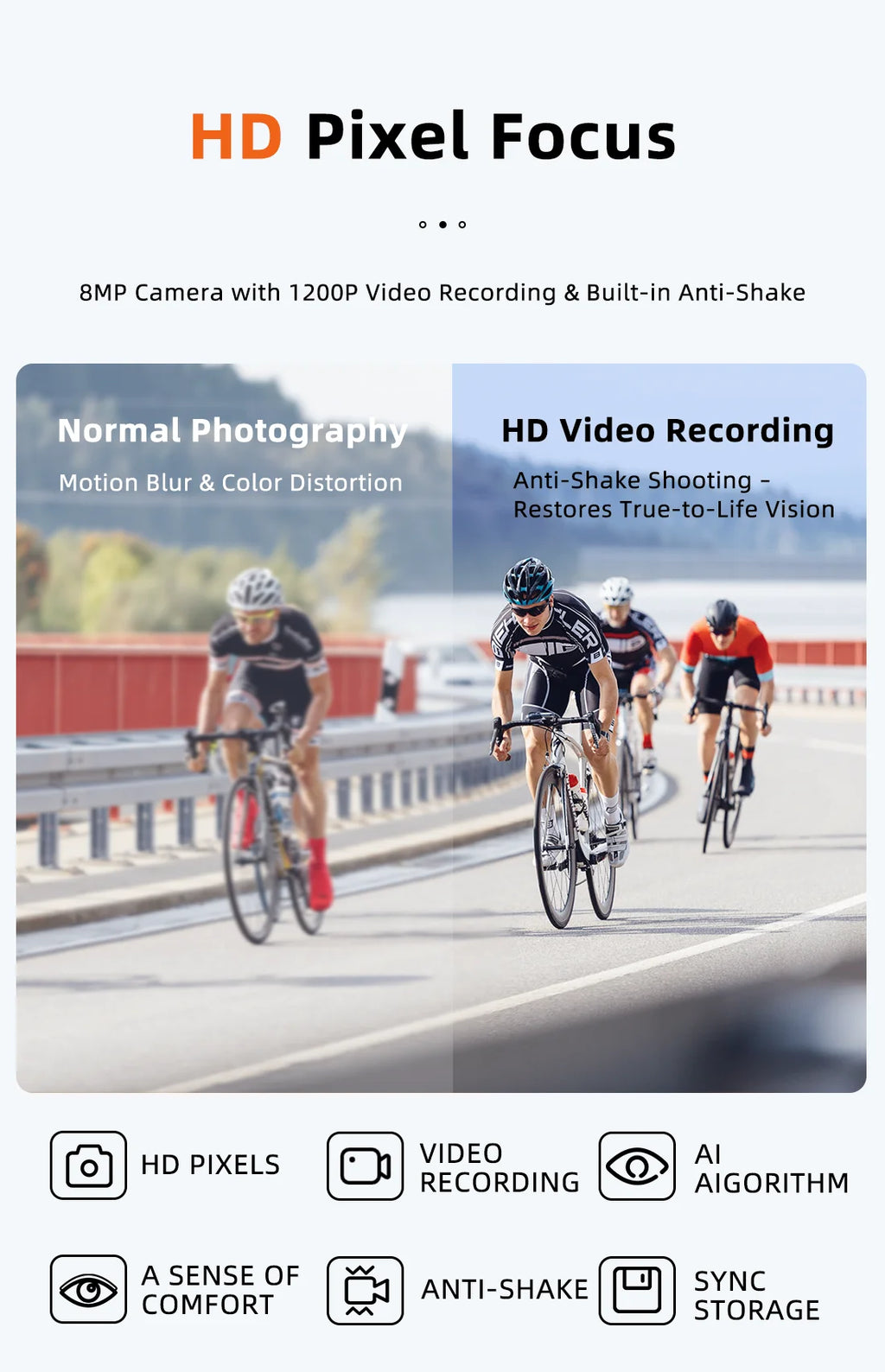 Smart AI Sports Sunglasses with 800W HD Photo Video Bluetooth Call Translation and Anti Glare