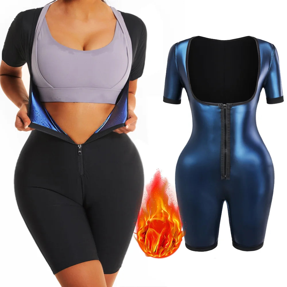 Women’s One-Piece Hot Thermal Weight Loss Sauna Bodysuit – Slimming Shaper, Fat-Burning Waist Trainer