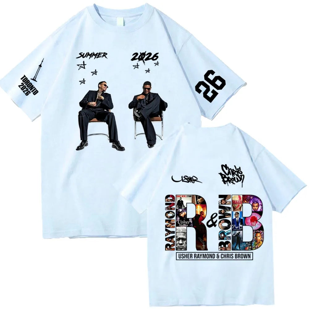 Chris Brown and Usher 2026 Tour T-shirt Unisex Short Sleeve Crew Neck T-Shirt 10 Available Colors