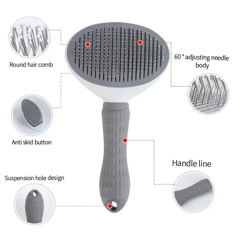 Self-Cleaning Pet Grooming Brush for Dogs & Cats – Deshedding Hair Remover, Dematting Comb, Undercoat Grooming Tool for Long & Short Hair