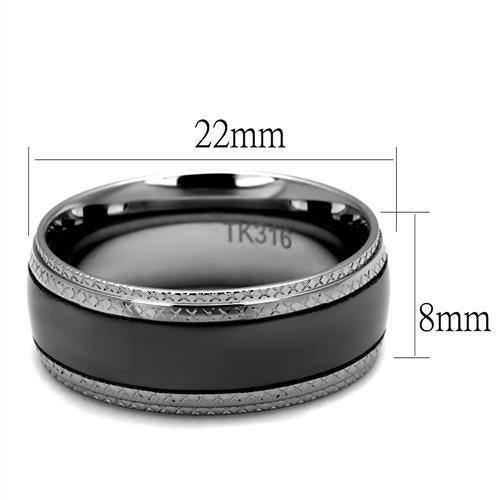 Two Tone IP Light Black Stainless Steel Mens Ring