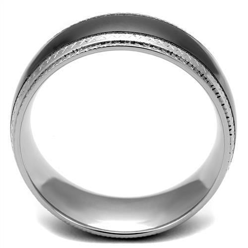 Two Tone IP Light Black Stainless Steel Mens Ring